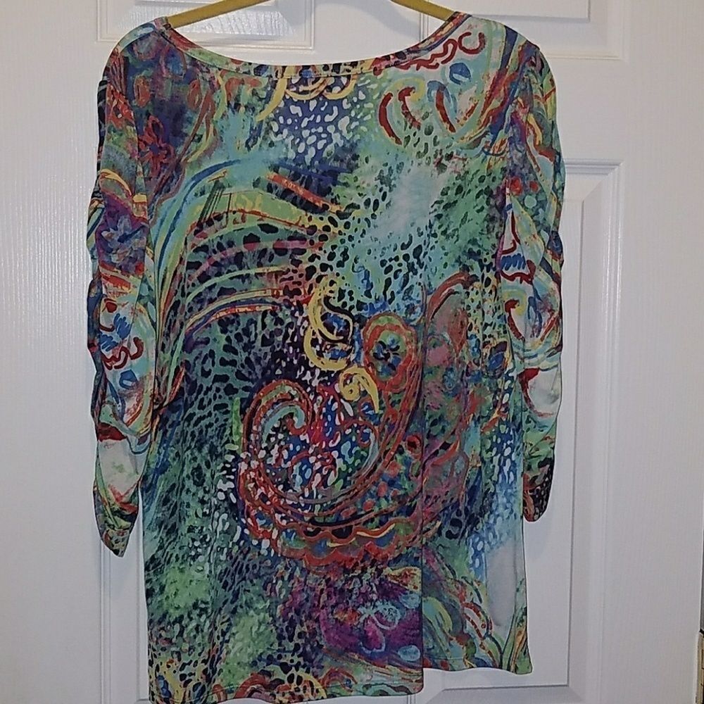 Erin London printed top Sz L NWOT. - Picture 5 of 5